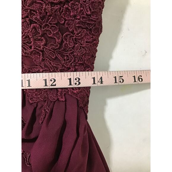 MOTHER OF THE BRIDE SZ 2 XS Burgundy Lace Up Off Shoulder Maxi Dress NEW B160 - Picture 5 of 10